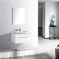 Fontana Mini Oval Vessel Hotel Bathroom Vanity Under Mount Sink-Rich White