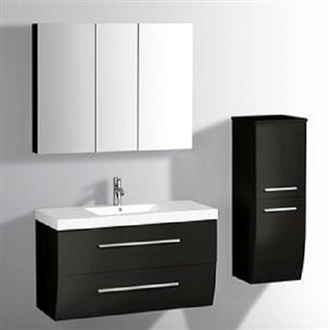 Fontana Black Wall Mount Hotel Vanity With Cabinet