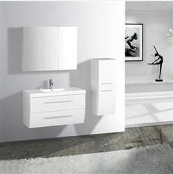Fontana White Wall Mount Hotel Vanity With Cabinet