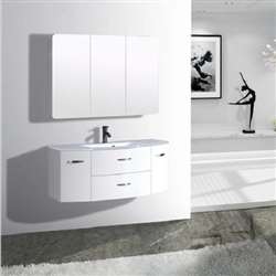 Fontana Curved Wall Mount Semi-Recessed  White Hotel Vanity