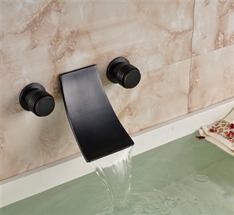 Retro Dark Oil Rubbed Bronze Dual Handle Wall Mounted Basin Faucet Mixer Tap