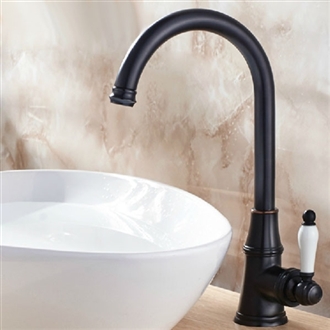 Long Neck Dark Oil Rubbed Bronze Single Handle Countertop Basin Faucet Mixer Tap