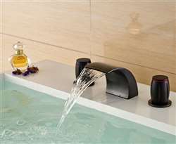 Round Dual Handle Countertop Waterfall Oil Rubbed Bronze Bathroom Basin Sink Faucet