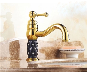 Yale Luxury Crystal Gold Faucet - Single Handle Bathroom Basin Sink Faucet