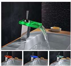 Fontana LED Color Changing Glass Bathroom Basin Sink Faucet Single Lever