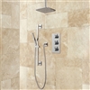 Thermostatic Shower System Rainfall Shower - Hand Shower - Brushed Nickel