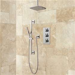 Thermostatic Shower System Rainfall Shower - Hand Shower - Brushed Nickel