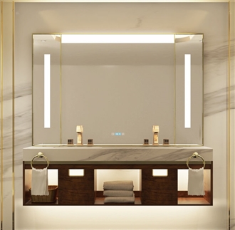 Makeup Hotel Mirror &  Washroom Vanities Set Luxury Bathroom Cabinet Vanity  with Double Basin