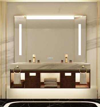 Luxury Wall Mounted Bathroom Cabinet with Double Sinks and Large LED Mirror