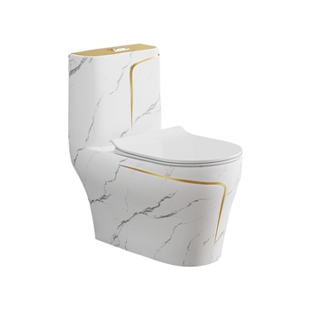 Luxury S Trap Marble Sanitary Toilets With Golden Touch