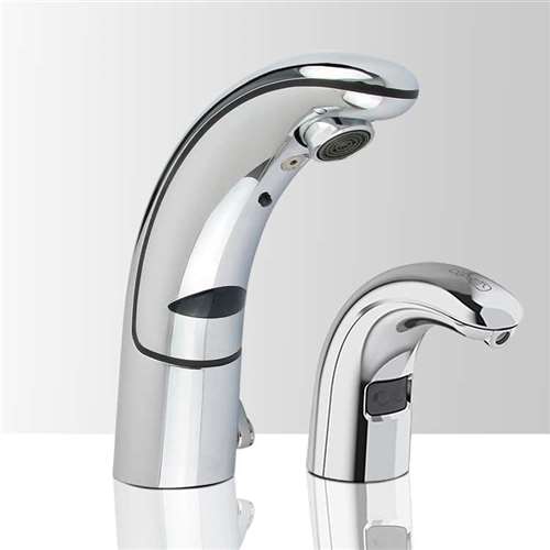 Fontana Commercial Chrome Automatic Motion Sensor Bathroom Faucet with Soap Dispenser