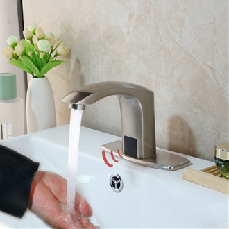 Brushed Nickel Restaurant Contemporary Bathroom Automatic Sensor Faucet by Fontana Touchless Bathroom Faucets