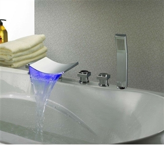 Fontana Architectural Design LED Countertop Triple Handle Bathtub Faucet with Hand Shower