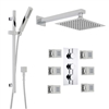 Hospitality Royal Chrome Hotel  Spa Square Rain Shower Head System With 6 body massage shower jets