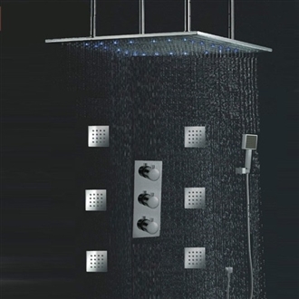 24" LED Ceiling Shower Rain Head Set With Shower Body Jets