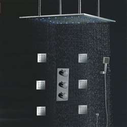 24" LED Ceiling Shower Rain Head Set With Shower Body Jets