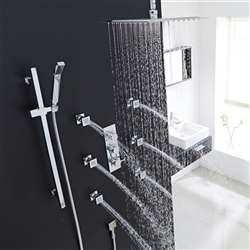 Brio Square Ceiling Shower Head Set with 6 Shower Body Jets