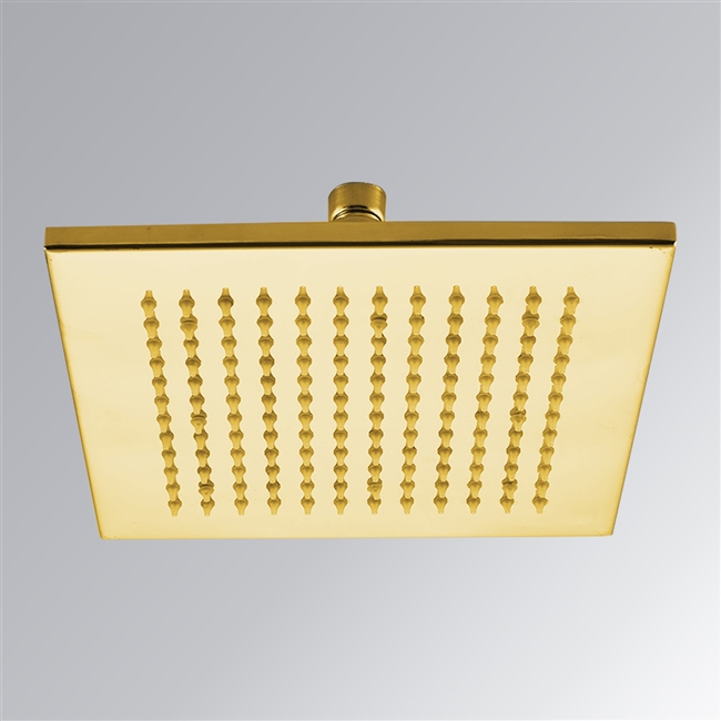 Fontana 16" Gold Square Color Changing LED Rain Shower Head Solid Brass