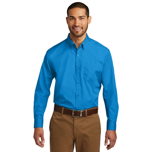 Men's Long Sleeve Carefree Poplin Shirt by Port Authority