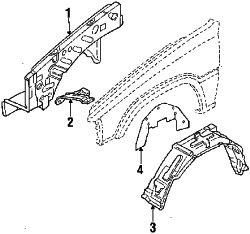 Mazda B2200 Right Wheelhouse bracket | Mazda OEM Part Number UB40-52-970