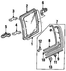 Mazda B2600 Right Glass | Mazda OEM Part Number UB55-72-511A