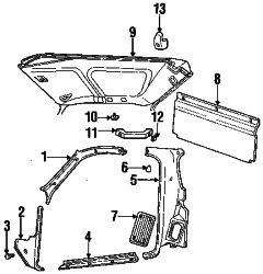Mazda B2300 Right Pillar trim | Mazda OEM Part Number ZZM1-68-160-07
