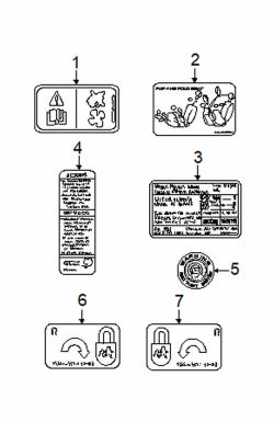Mazda Tribute Left Child lock label | Mazda OEM Part Number EC01-73-301