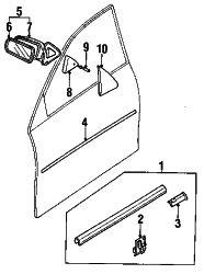 Mazda Protege Right Glass | Mazda OEM Part Number BC1M-69-123