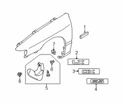 Mazda Protege Left Body side mldg | Mazda OEM Part Number BJ0E-50-691