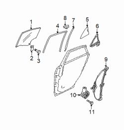 Mazda 3 Right Moveable glass | Mazda OEM Part Number BBN7-72-511A