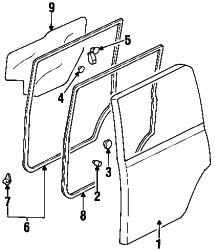 Mazda MPV Right Door w'strip clip | Mazda OEM Part Number BC1D-58-762