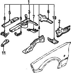 Mazda Miata Right Frame rail reinforcement | Mazda OEM Part Number NA01-53-32XB