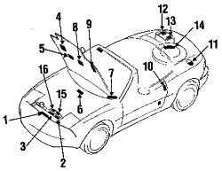 Mazda Miata Right Info label | Mazda OEM Part Number FA03-69-C72A