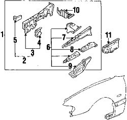 Mazda 626 Right Bumper bracket | Mazda OEM Part Number GA2A-54-335A