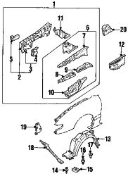 Mazda MX-6 Right Splash shield | Mazda OEM Part Number GA5R-56-131D