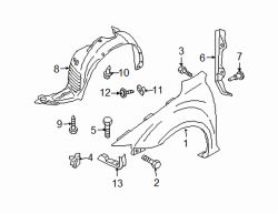 Mazda 5 Left Fender liner screw | Mazda OEM Part Number 9CH6-00-516T