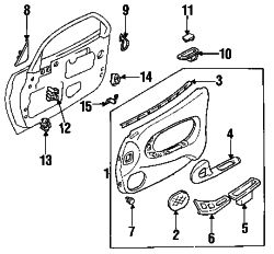 Mazda RX-7 Right Door trim panel bracket | Mazda OEM Part Number FD01-68-411