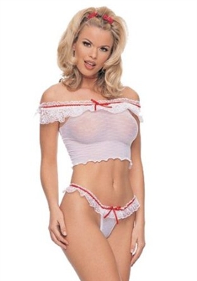 Ruffle Crop Top With Thong and Anklets * 8604