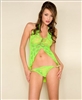 Leaves Lace Top With Center Slits and G-String * 9218