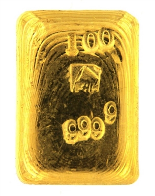 A. Collin 100 Grams Cast 24 Carat Gold Bullion Bar 999.9 Pure Gold
