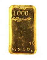 A. Afinadora Portugal 250.10 Grams Cast 24 Carat Gold Bullion Bar 999.9/1000 Pure Gold (1958)