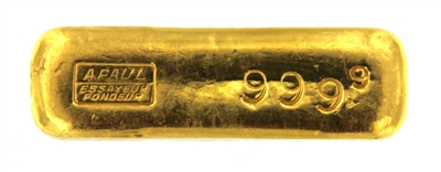 A. Paul 100 Grams Cast 24 Carat Gold Bullion Bar 999.9 Pure Gold