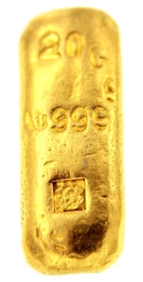 P.C. Boschmans 20 Grams Cast 24 Carat Gold Bullion Bar 999.9 Pure Gold