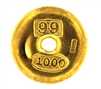 Chinese 1 Tael (37.42 Gr.) Cast 24 Carat Gold Bullion Doughnut Bar (1.203 Oz.) 999.9-1000 Pure Gold