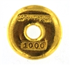 Chinese 1 Tael (37.42 Gr.) Cast 24 Carat Gold Bullion Doughnut Bar (1.203 Oz.) 999.9-1000 Pure Gold