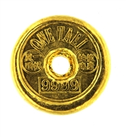 Chow Tai Fook, Hong Kong 1 Tael (37.42 Gr.) Cast 24 Carat Gold Bullion Doughnut Bar (1.203 Oz.) 999.9 Pure Gold