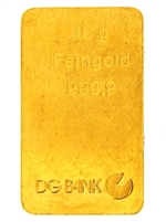 DG Bank Germany 10 Grams 24 Carat Gold Bullion Bar 999.9 Pure Gold