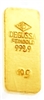 Degussa 10 Grams 24 Carat Gold Bullion Bar 999.9 Pure Gold