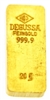 Degussa 20 Grams 24 Carat Gold Bullion Bar 999.9 Pure Gold
