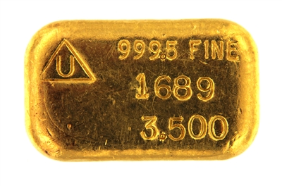 Delta Smelting & Refining Co. Ltd 3.5 Ounces Cast 24 Carat Gold Bullion Bar 999.5 Pure Gold